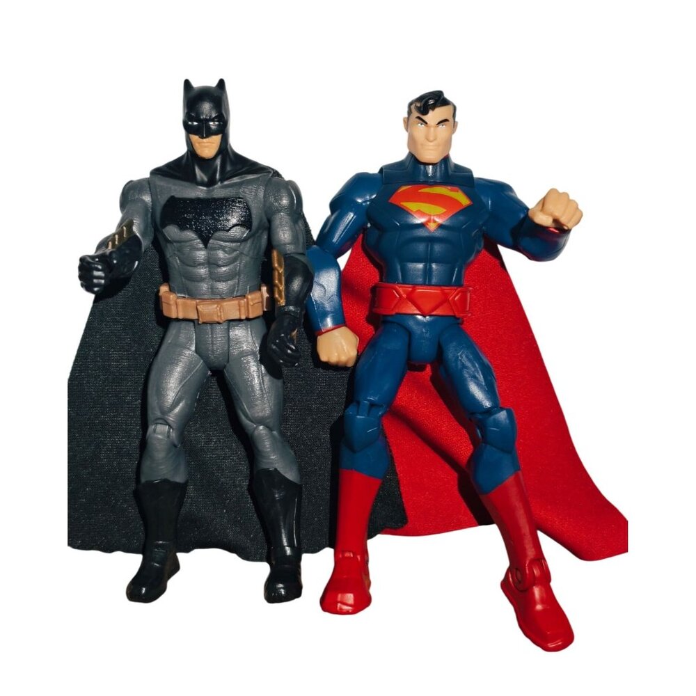 Batman & Superman Action Figures 6" Poseable Cloth Capes Comics Inspired Toys